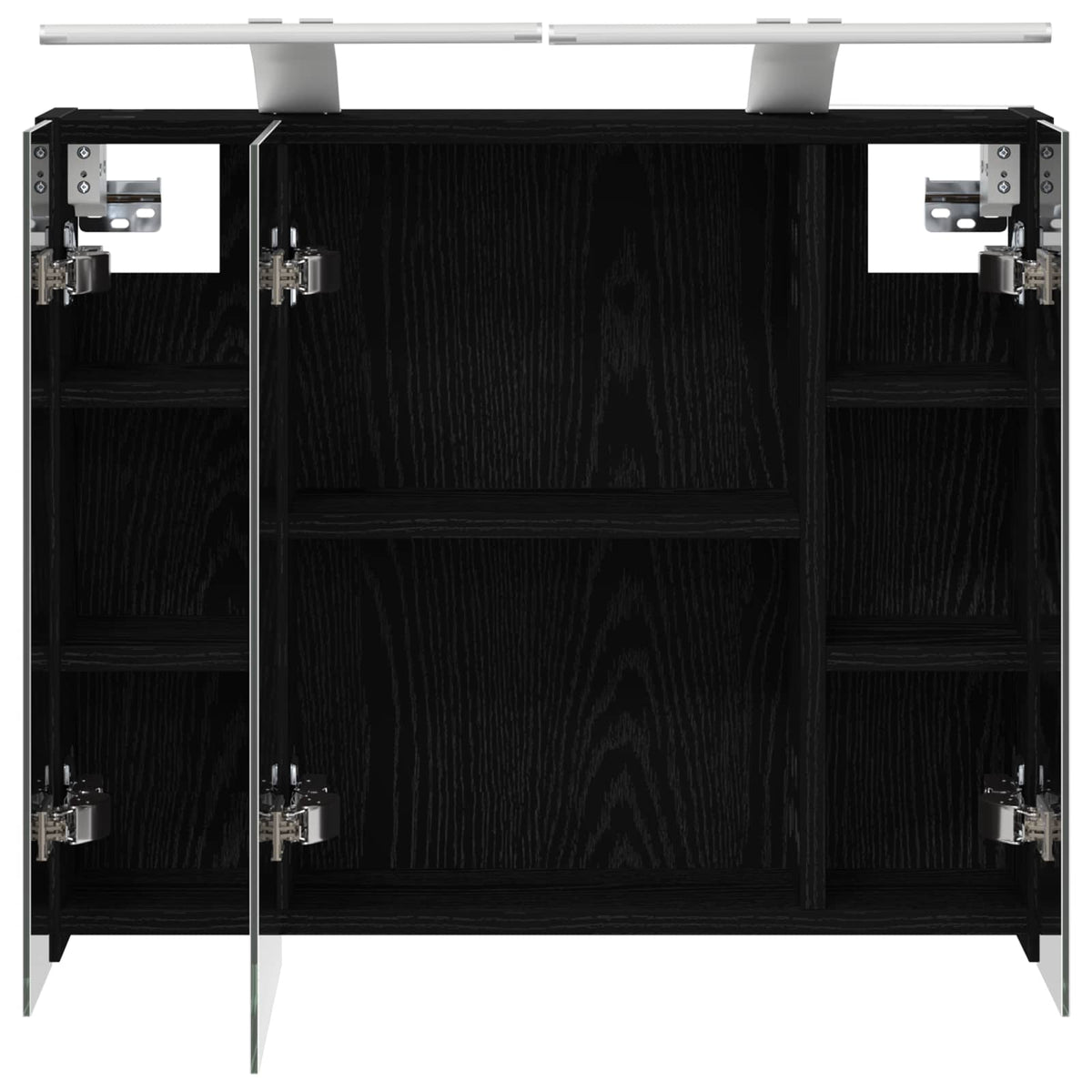 Badeværelsesspejlskab Sort eg 60 x 14,5 x 50 cm Konstrueret træ