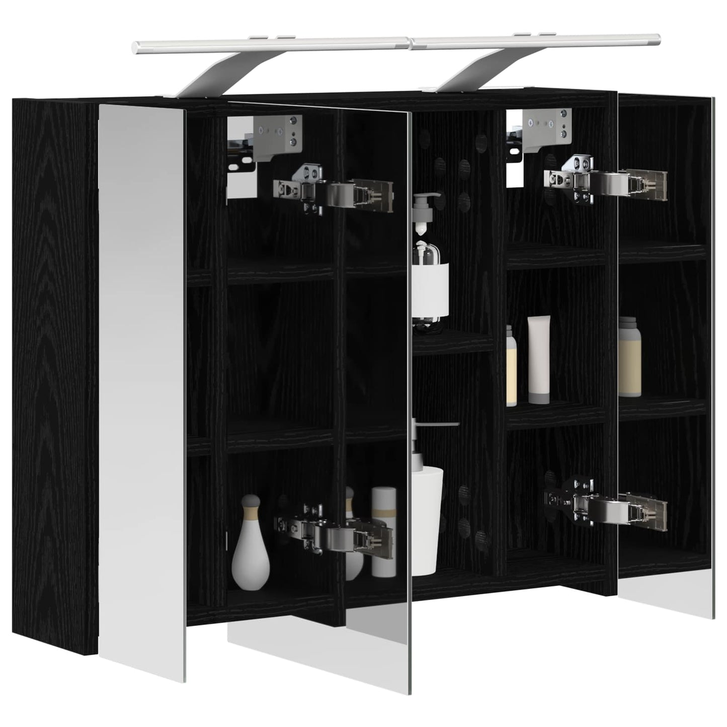 Badeværelsesspejlskab Sort eg 60 x 14,5 x 50 cm Konstrueret træ