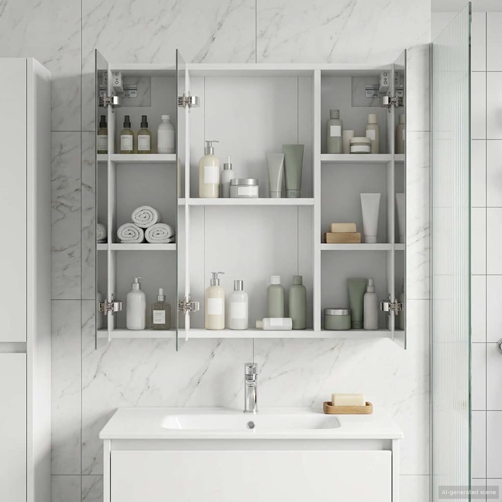 Badeværelsesspejlskab Hvid 70 x 14,5 x 70 cm Konstrueret træ