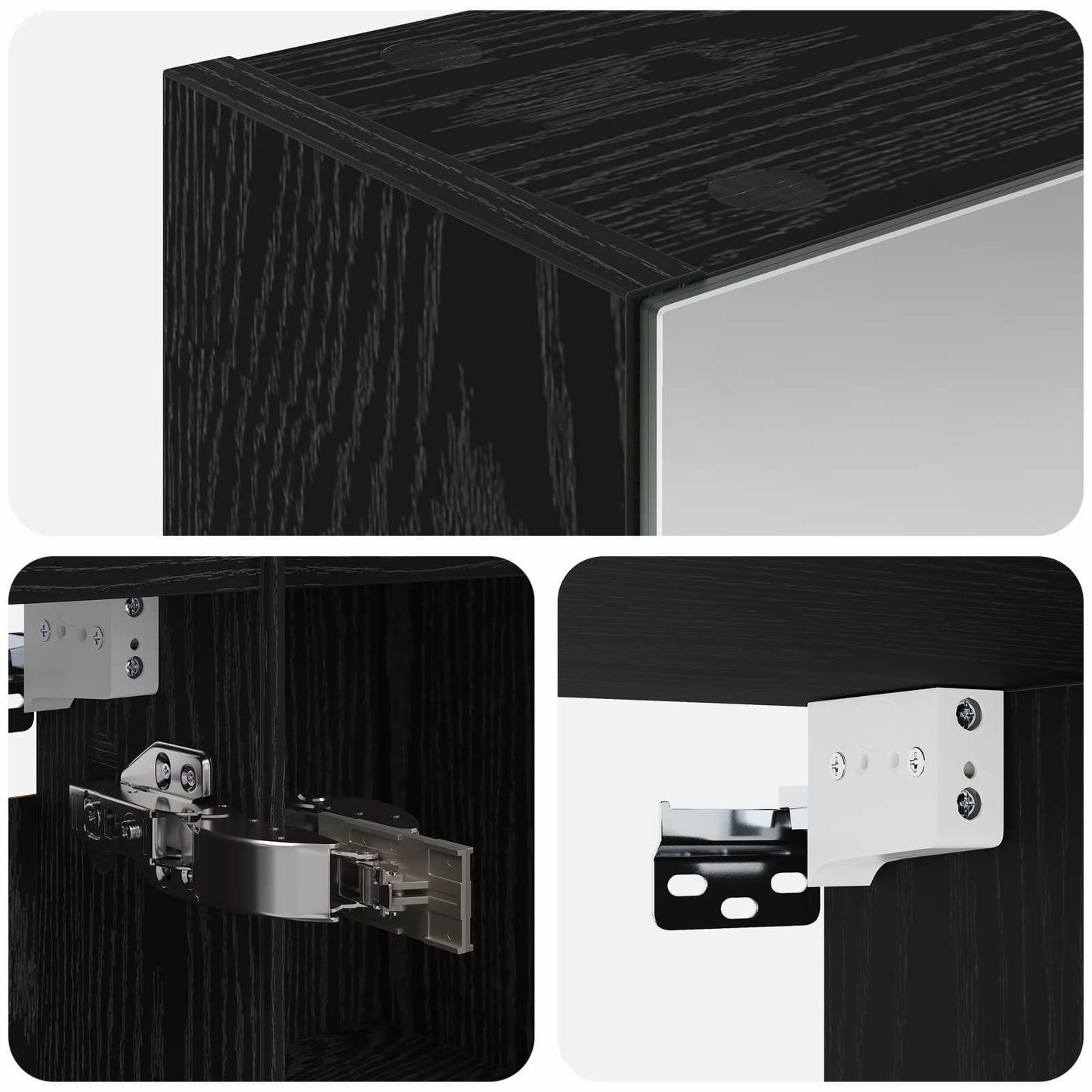 Badeværelsesspejlskab Sort eg 70 x 14,5 x 70 cm Konstrueret træ