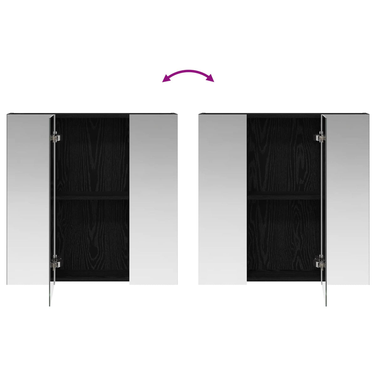 Badeværelsesspejlskab Sort eg 70 x 14,5 x 70 cm Konstrueret træ