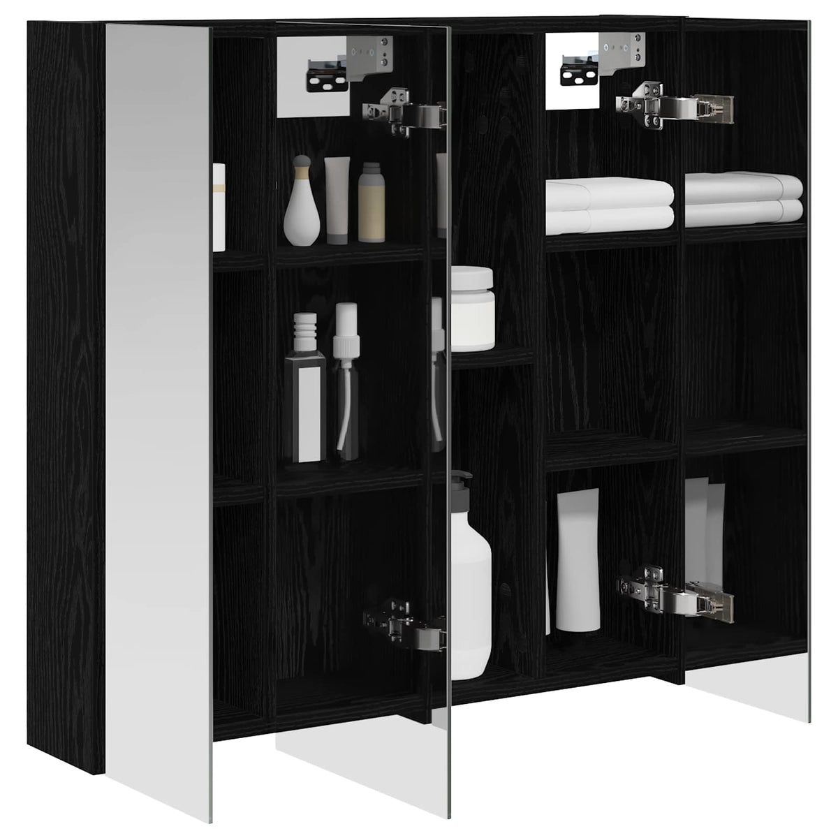 Badeværelsesspejlskab Sort eg 70 x 14,5 x 70 cm Konstrueret træ