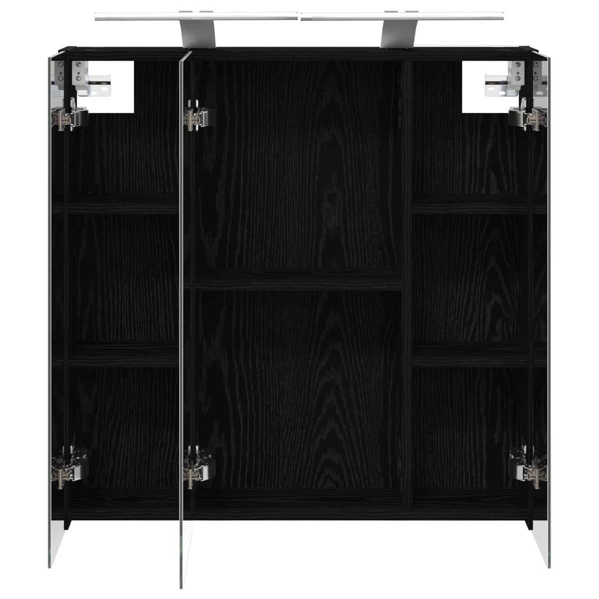 Badeværelsesspejlskab Sort eg 70 x 14,5 x 70 cm Konstrueret træ