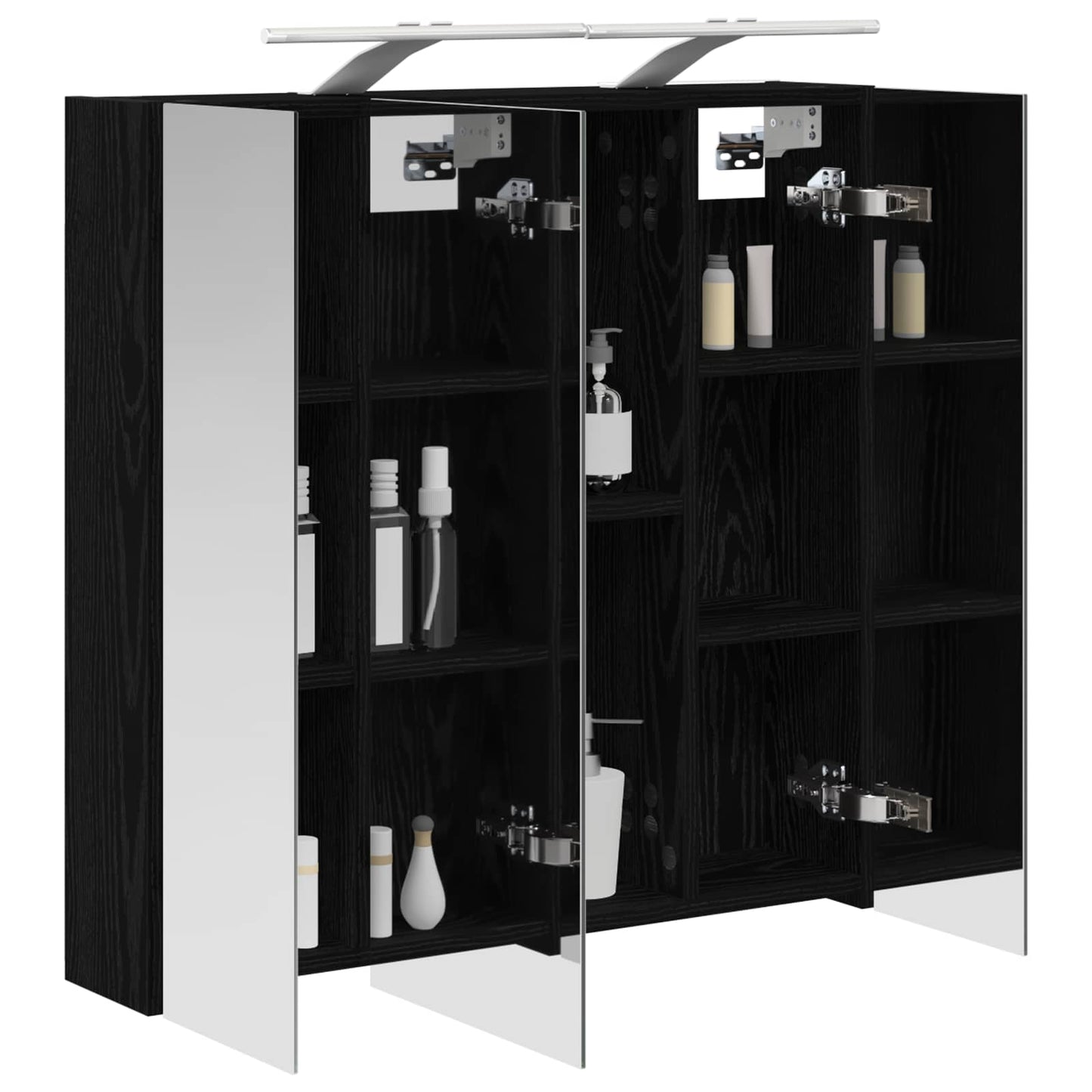 Badeværelsesspejlskab Sort eg 70 x 14,5 x 70 cm Konstrueret træ