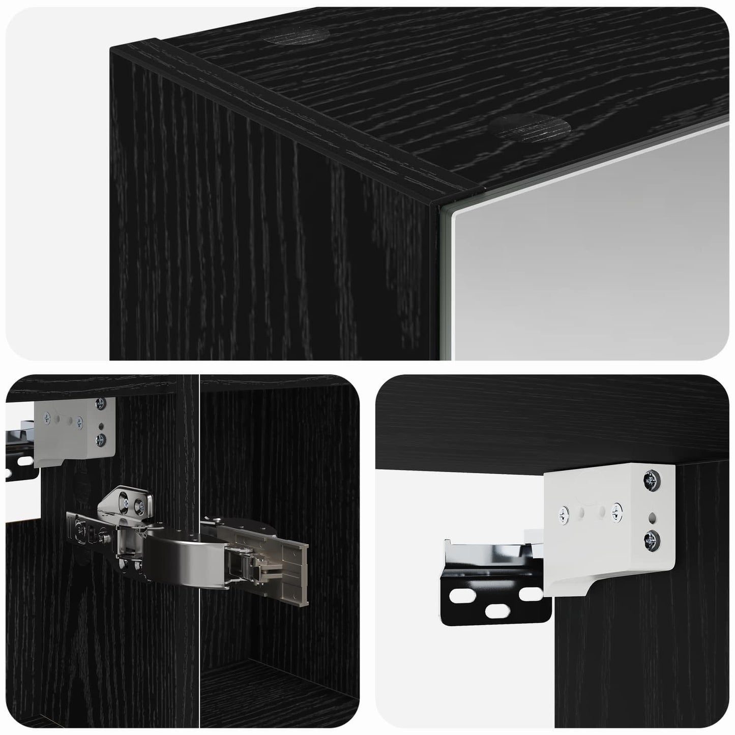 Badeværelsesspejlskab Sort eg 80 x 14.5 x 70 cm Konstrueret træ