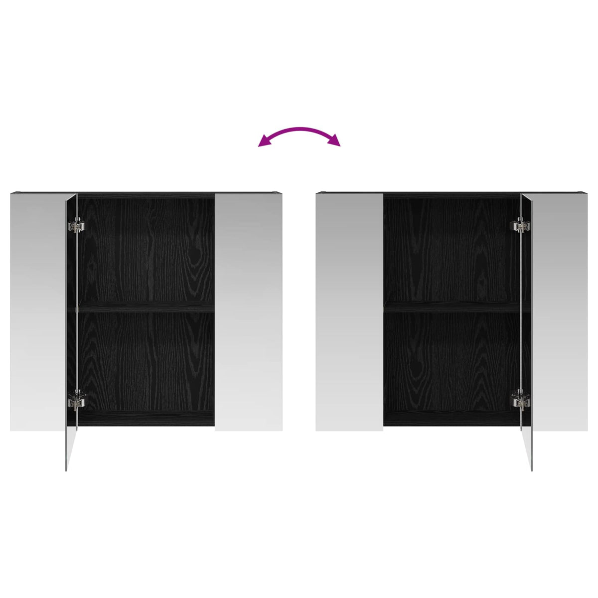 Badeværelsesspejlskab Sort eg 80 x 14.5 x 70 cm Konstrueret træ
