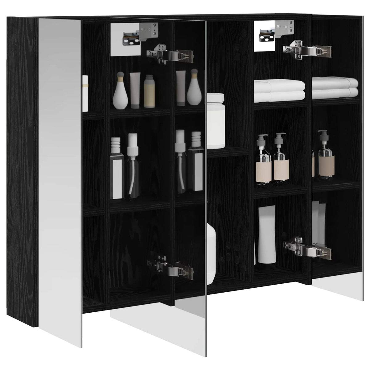 Badeværelsesspejlskab Sort eg 80 x 14.5 x 70 cm Konstrueret træ