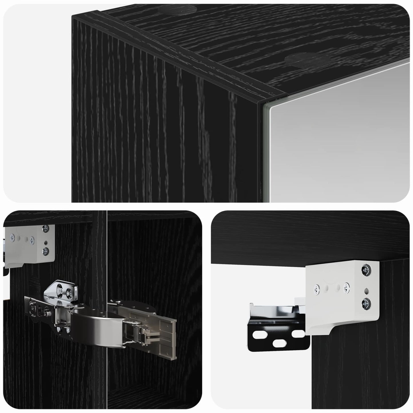 Badeværelsesspejlskab Sort eg 80 x 14.5 x 70 cm Konstrueret træ