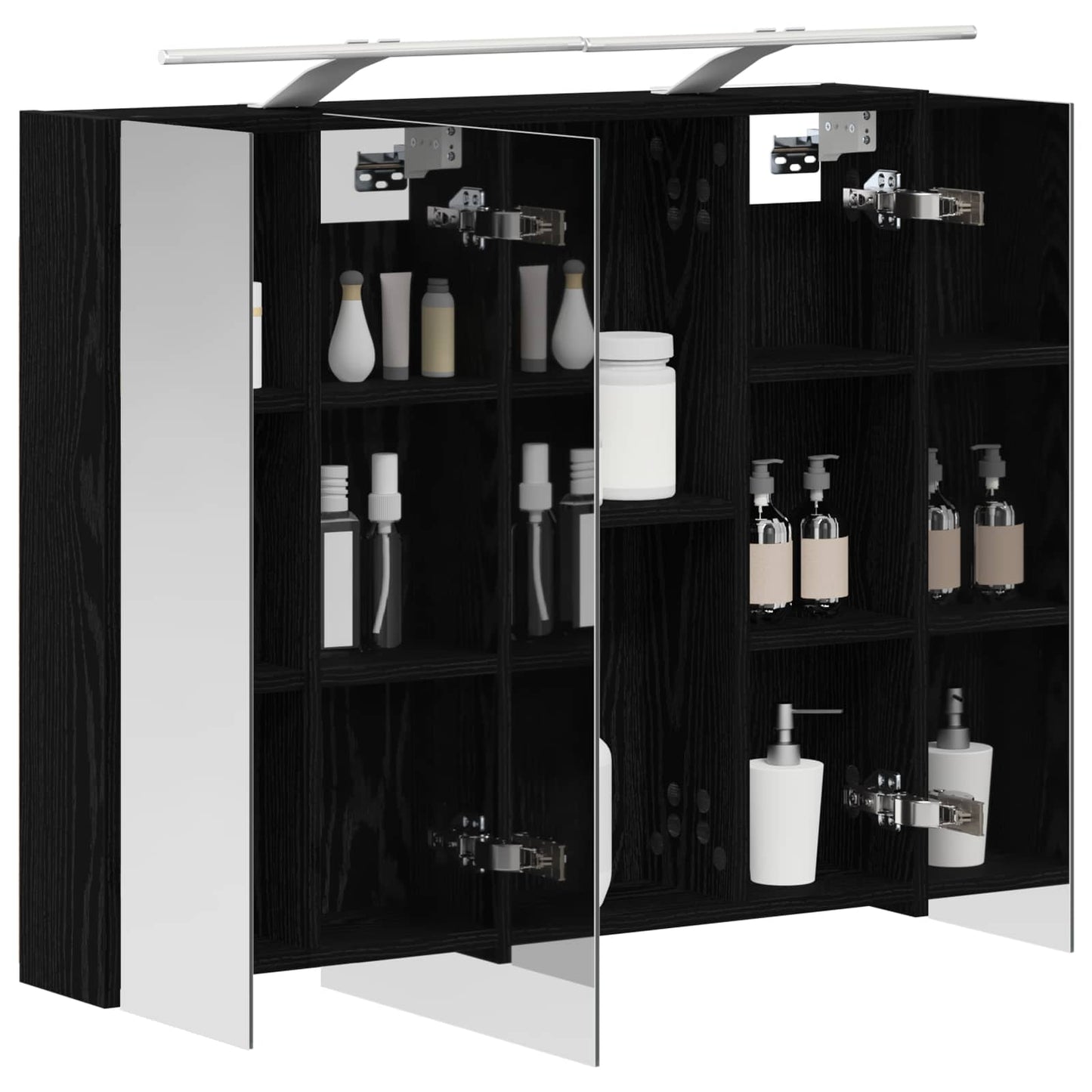 Badeværelsesspejlskab Sort eg 80 x 14.5 x 70 cm Konstrueret træ