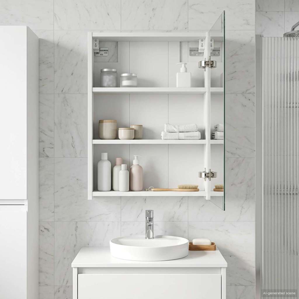 Badeværelsesspejlskab Hvid 43 x 16 x 62.5 cm Konstrueret træ