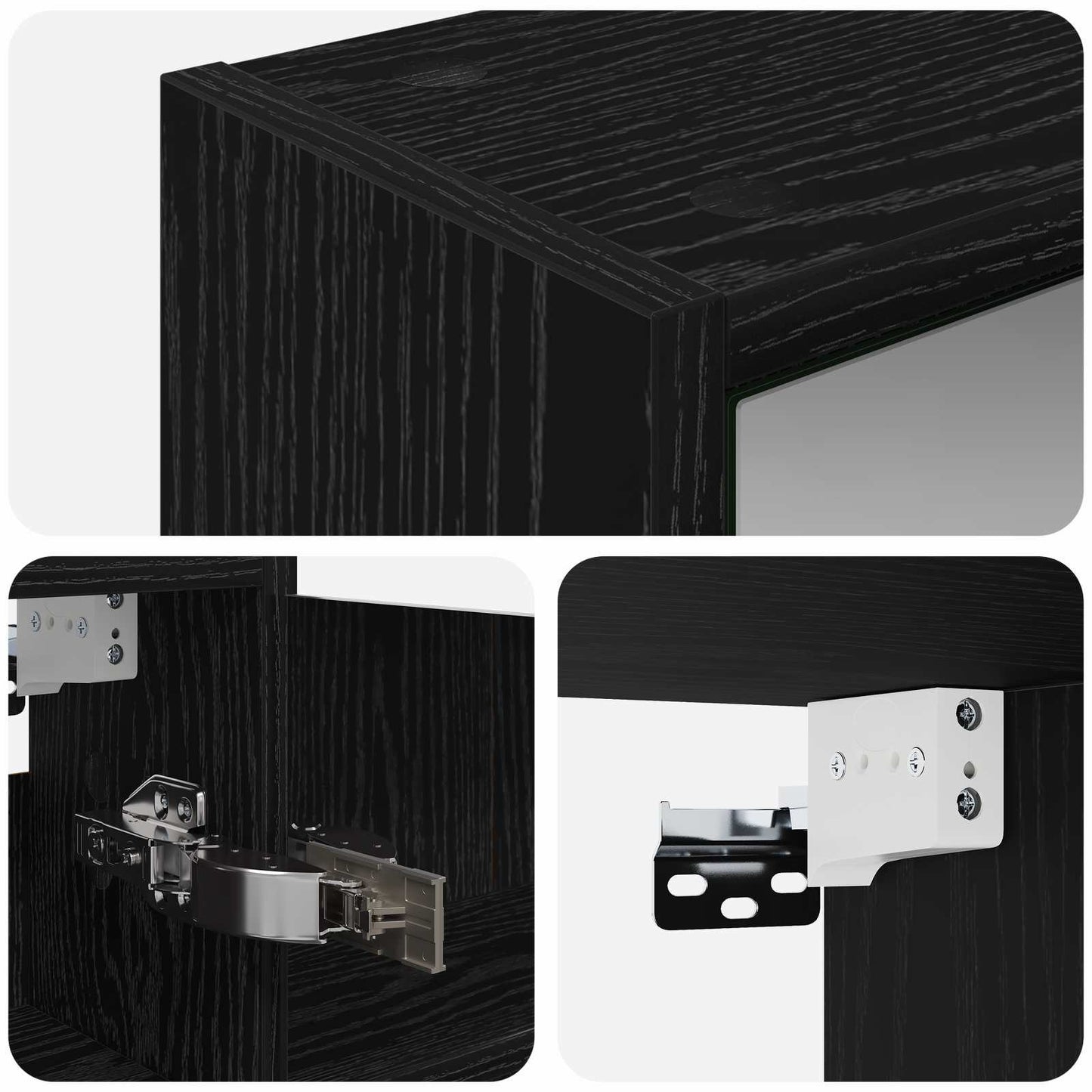 Badeværelsesspejlskab Sort eg 43 x 16 x 62.5 cm Konstrueret træ