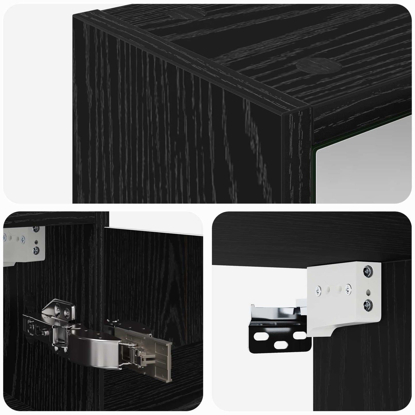 Badeværelsesspejlskab Sort eg 43 x 16 x 62.5 cm Konstrueret træ