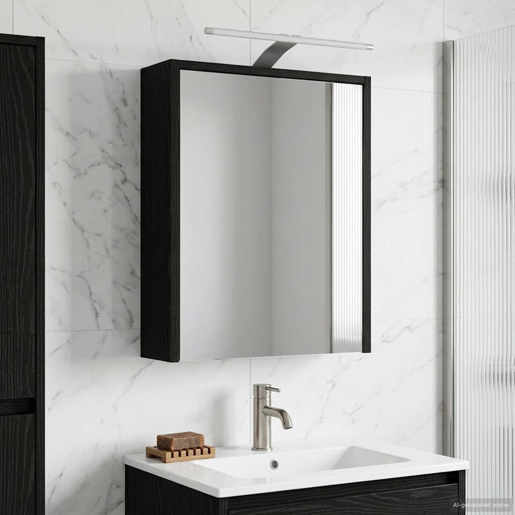 Badeværelsesspejlskab Sort eg 43 x 16 x 62.5 cm Konstrueret træ