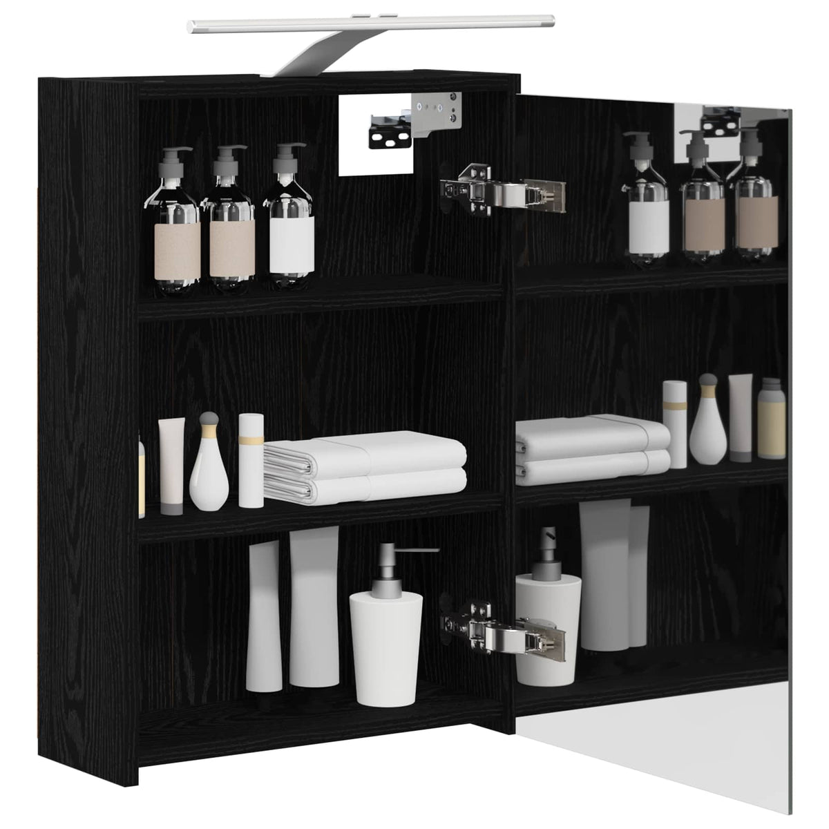 Badeværelsesspejlskab Sort eg 43 x 16 x 62.5 cm Konstrueret træ