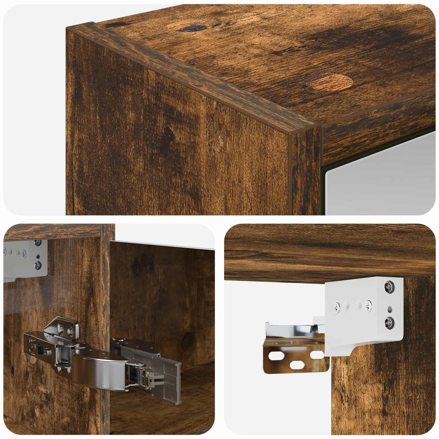 Badeværelsesspejlskab Røget eg 43 x 16 x 62.5 cm