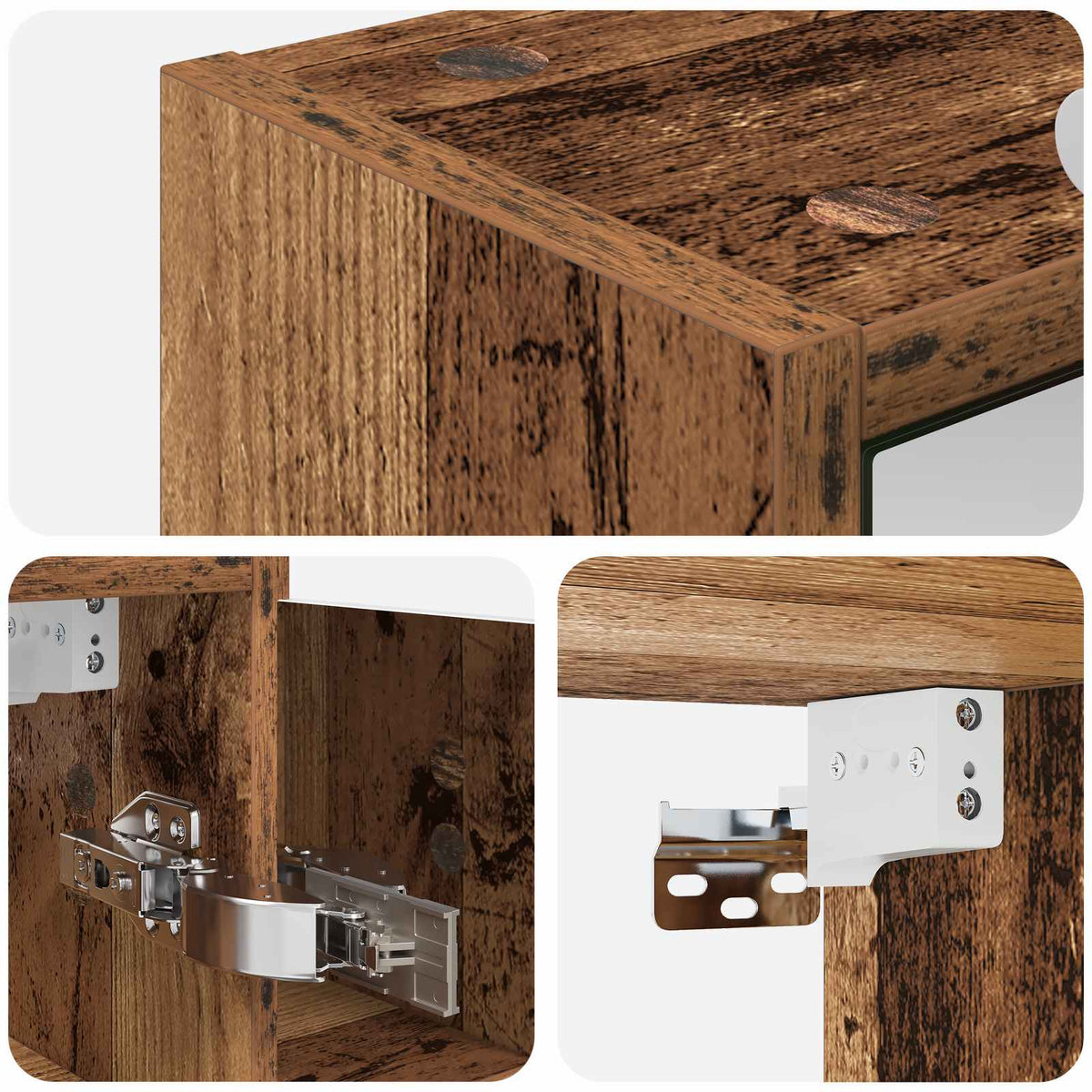 Badeværelsesspejlskab Gammelt træ 73,5 x 16 x 62,5 cm