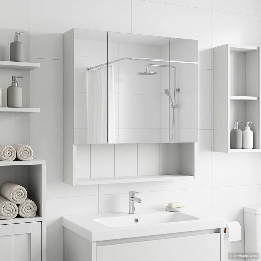 Badeværelsesspejlskab Hvid 60 x 14.5 x 70 cm Konstrueret træ