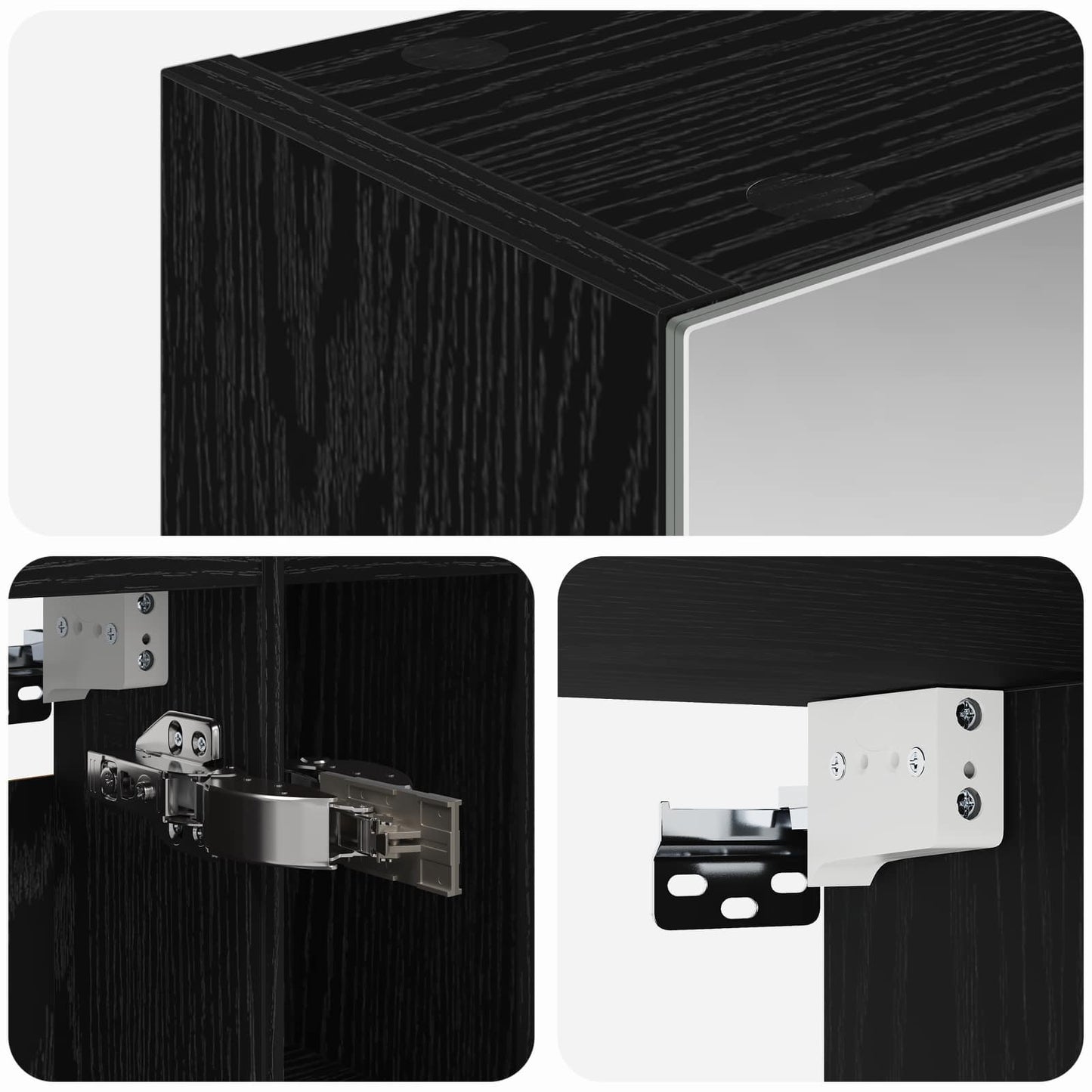 Badeværelsesspejlskab Sort eg 60 x 14.5 x 70 cm Konstrueret træ