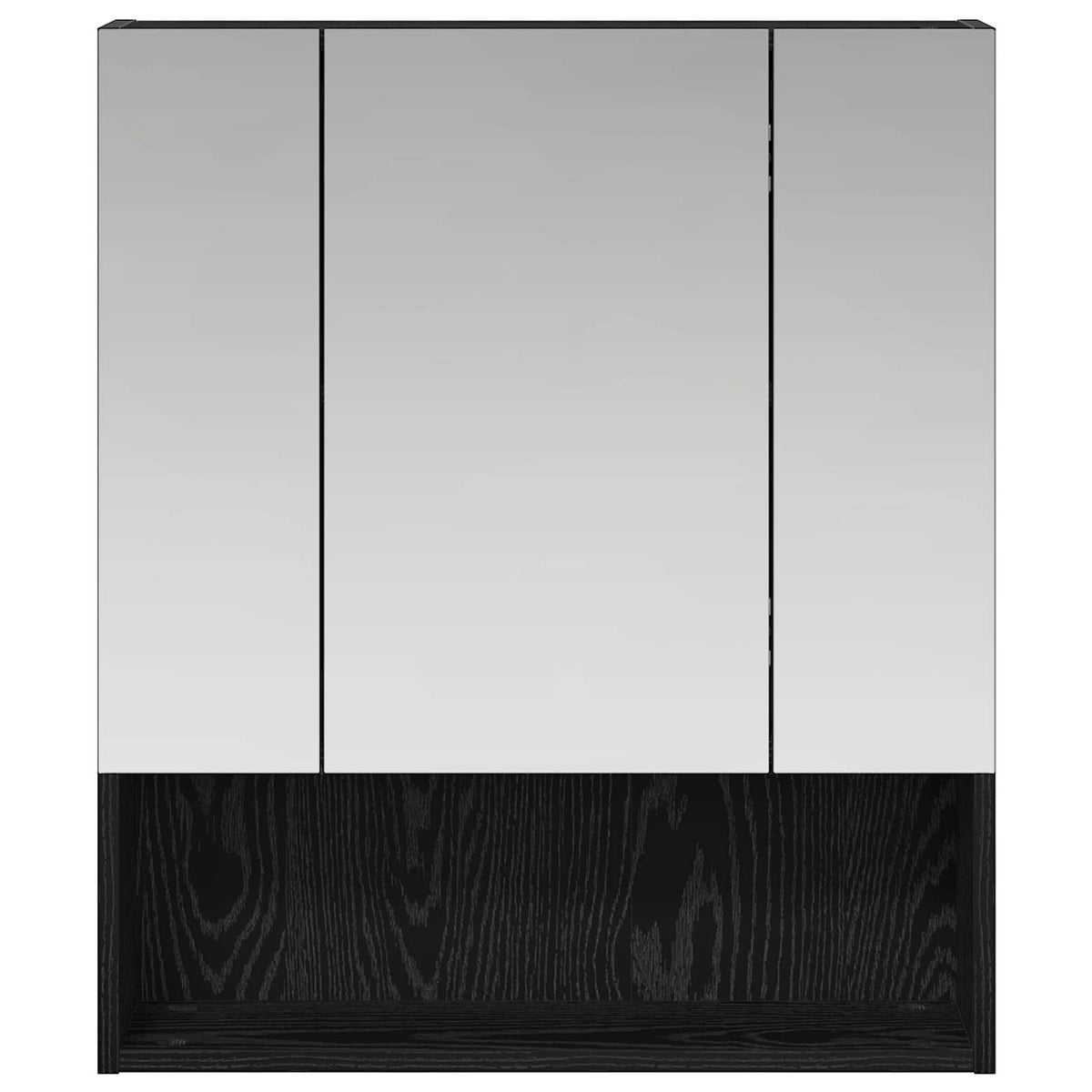 Badeværelsesspejlskab Sort eg 60 x 14.5 x 70 cm Konstrueret træ