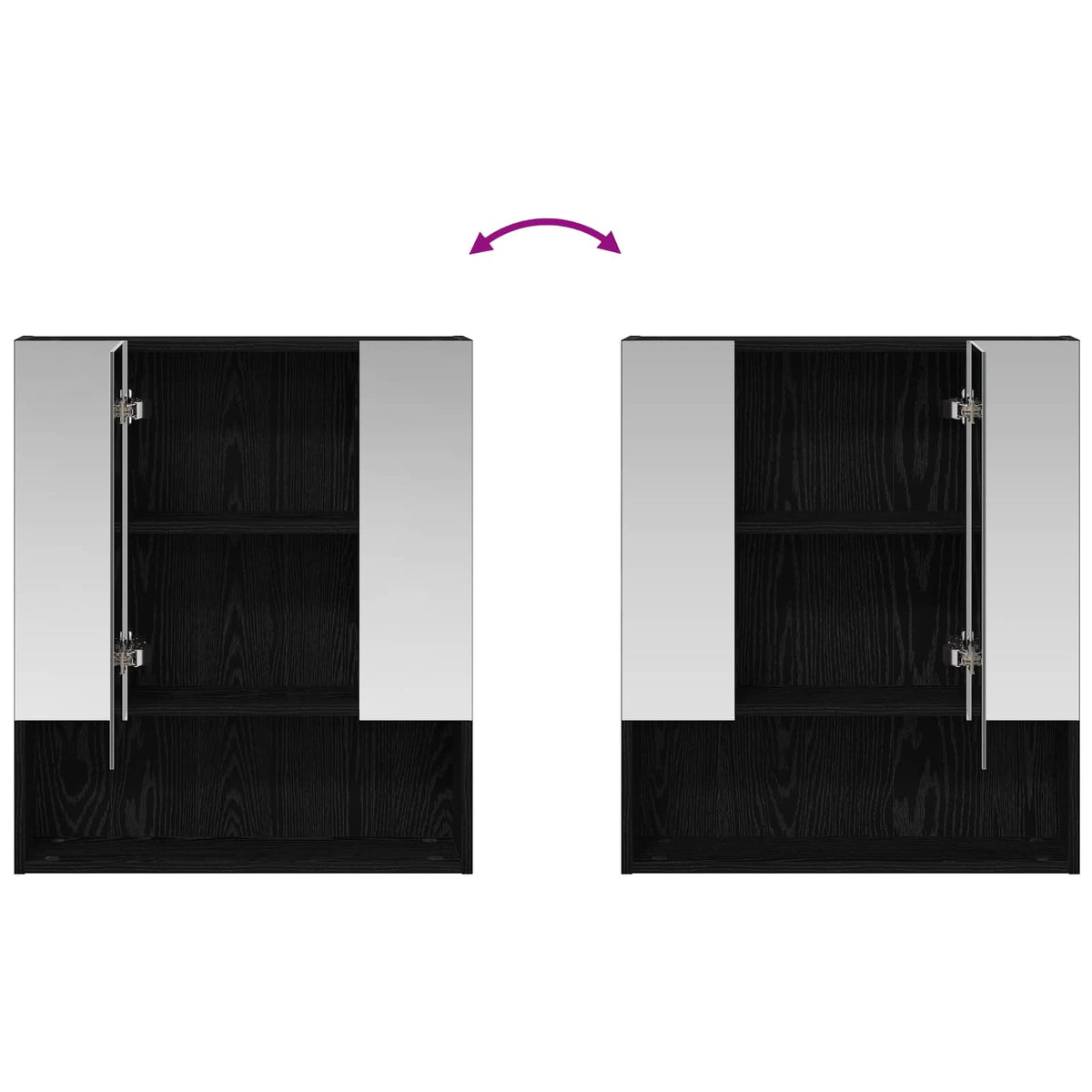 Badeværelsesspejlskab Sort eg 60 x 14.5 x 70 cm Konstrueret træ