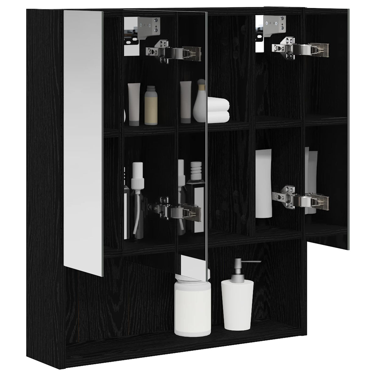 Badeværelsesspejlskab Sort eg 60 x 14.5 x 70 cm Konstrueret træ