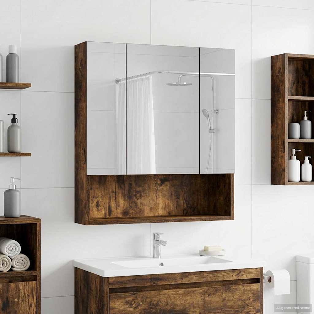 Badeværelsesspejlskab Røget eg 60 x 14.5 x 70 cm