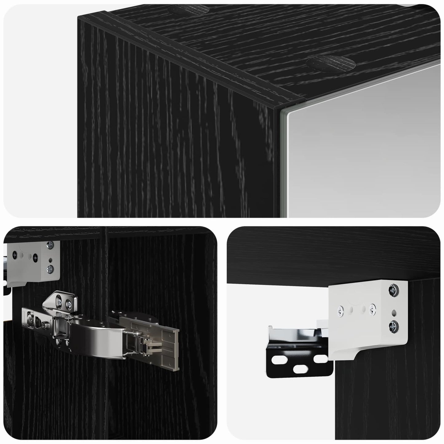 Badeværelsesspejlskab Sort eg 60 x 14.5 x 70 cm Konstrueret træ