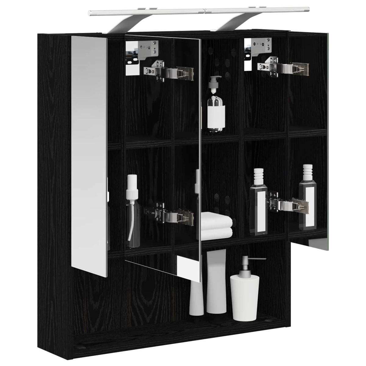 Badeværelsesspejlskab Sort eg 60 x 14.5 x 70 cm Konstrueret træ