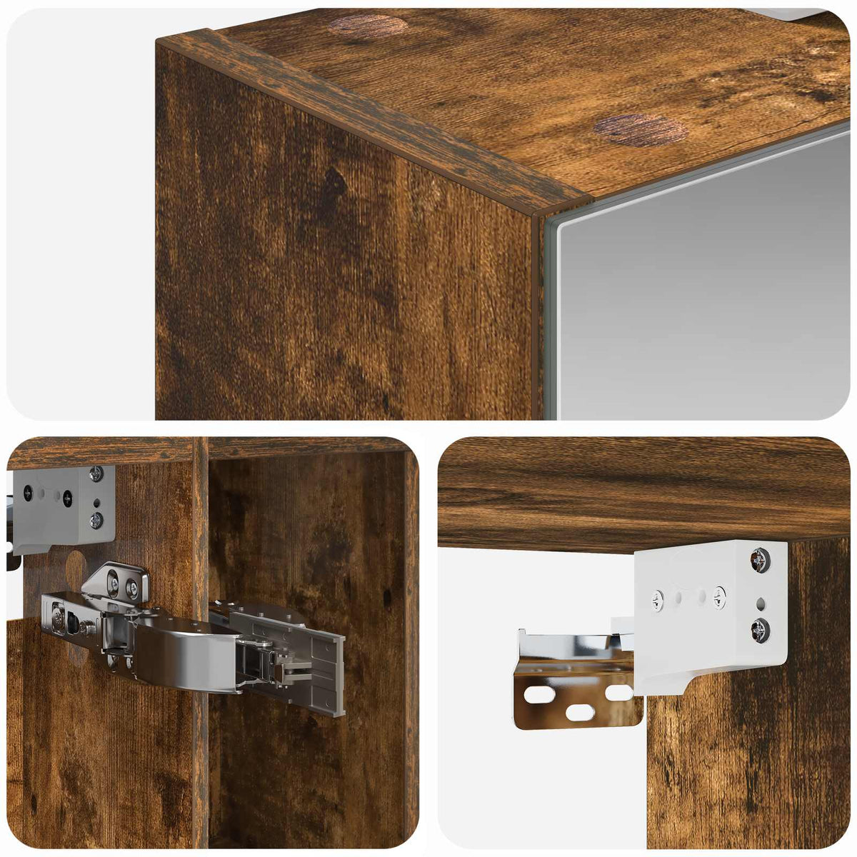 Badeværelsesspejlskab Røget eg 60 x 14.5 x 70 cm