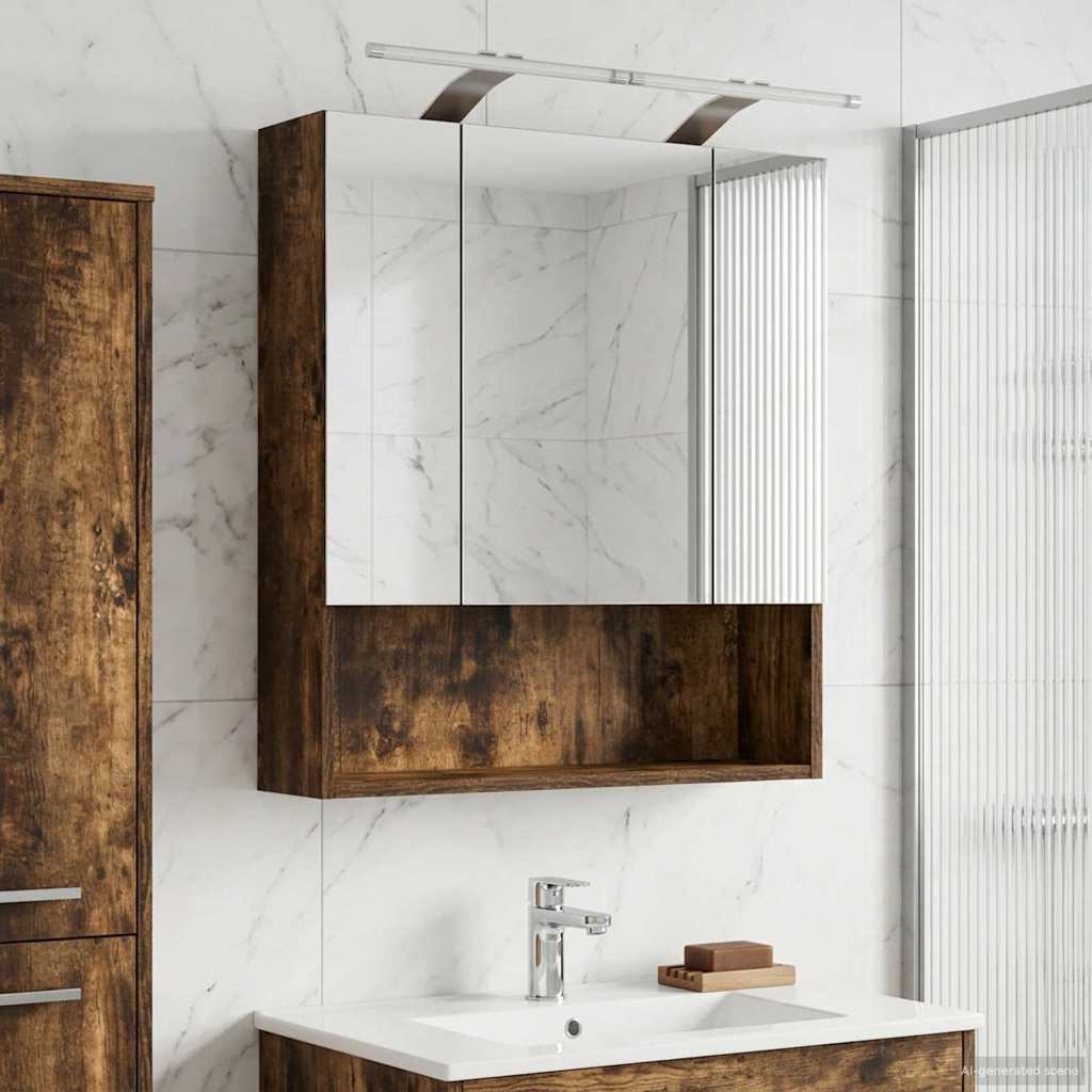 Badeværelsesspejlskab Røget eg 60 x 14.5 x 70 cm