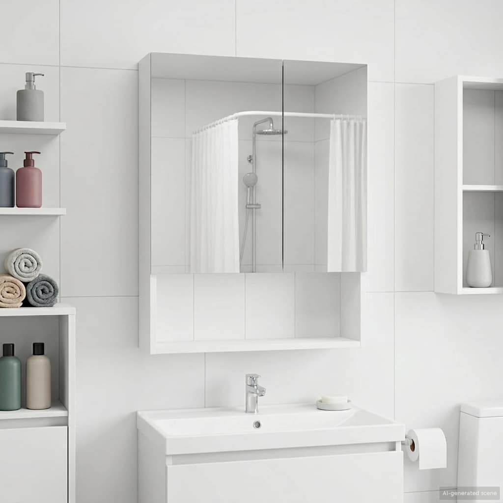 Badeværelsesspejlskab Hvid 50 x 14,5 x 70 cm Konstrueret træ