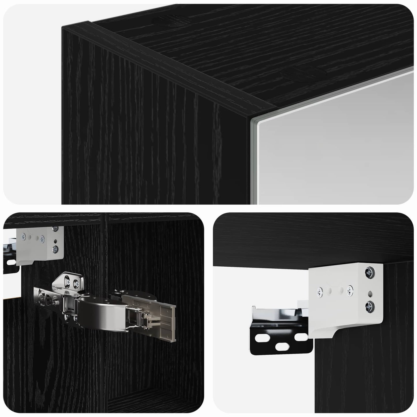 Badeværelsesspejlskab Sort eg 50 x 14,5 x 70 cm Konstrueret træ