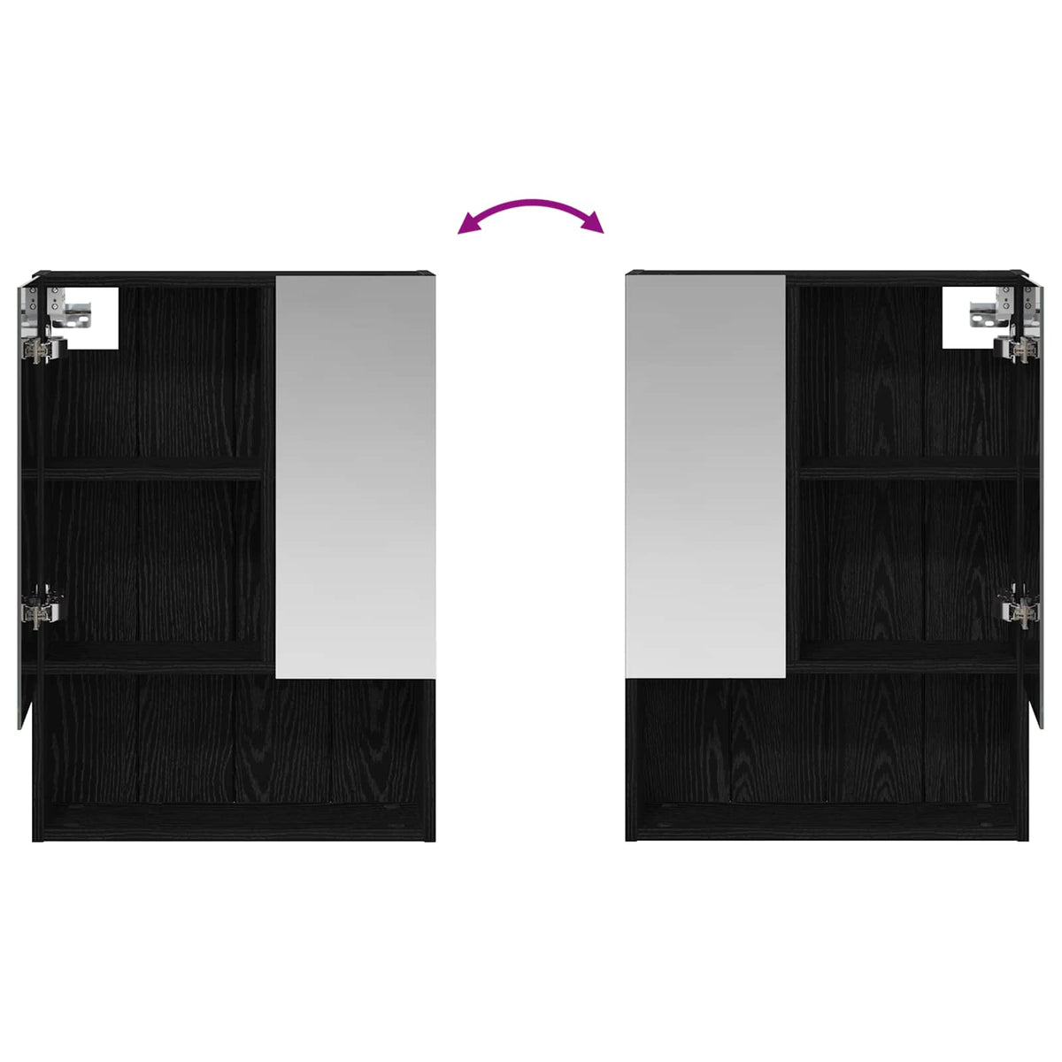 Badeværelsesspejlskab Sort eg 50 x 14,5 x 70 cm Konstrueret træ