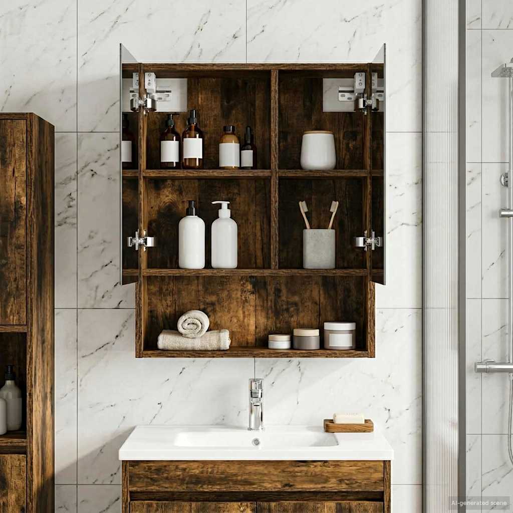 Badeværelsesspejlskab Røget eg 50 x 14,5 x 70 cm