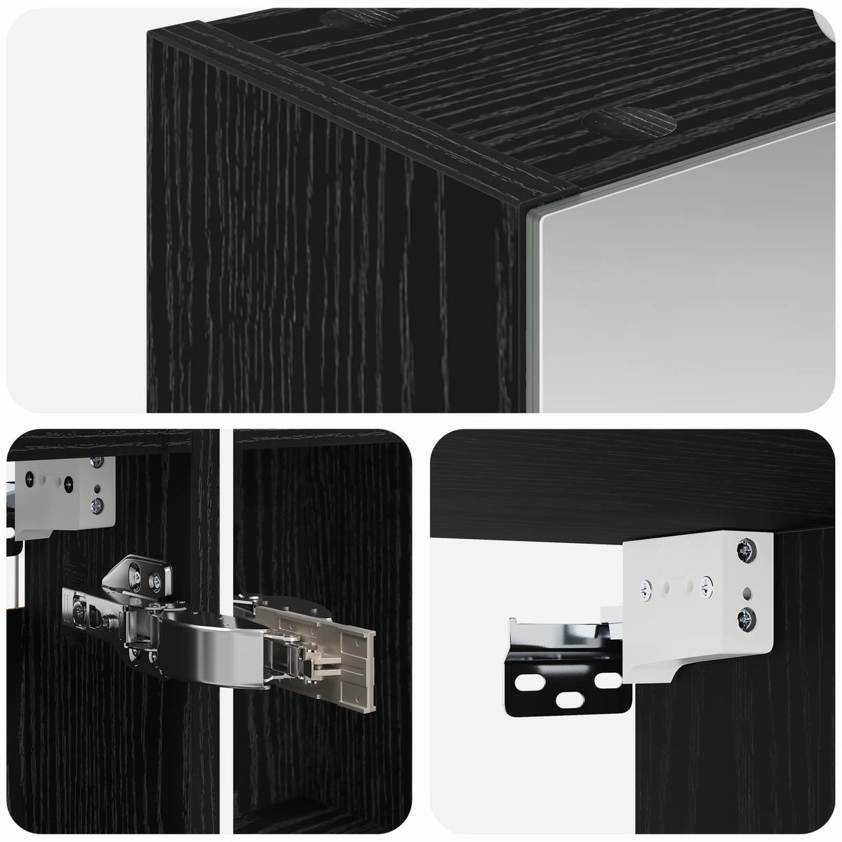Badeværelsesspejlskab Sort eg 50 x 14,5 x 70 cm Konstrueret træ