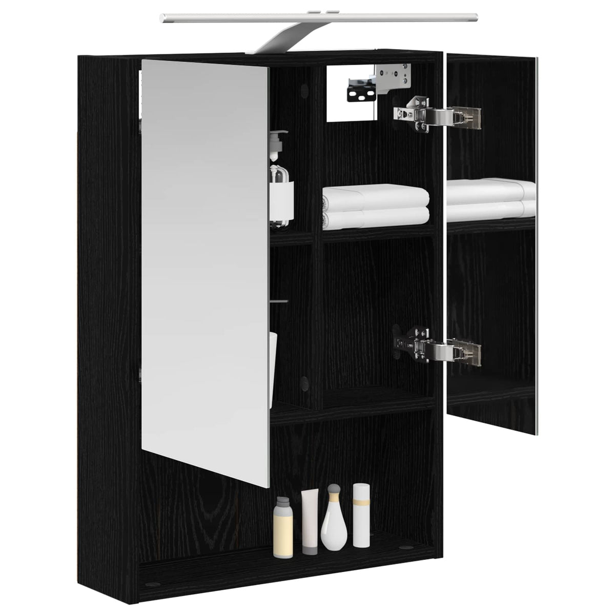 Badeværelsesspejlskab Sort eg 50 x 14,5 x 70 cm Konstrueret træ