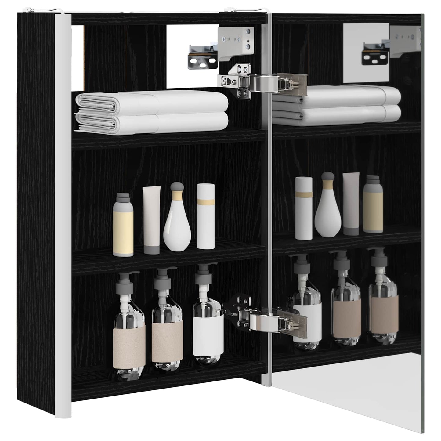 Badeværelsesspejlskab Sort eg 33 x 11,5 x 50 cm Konstrueret træ