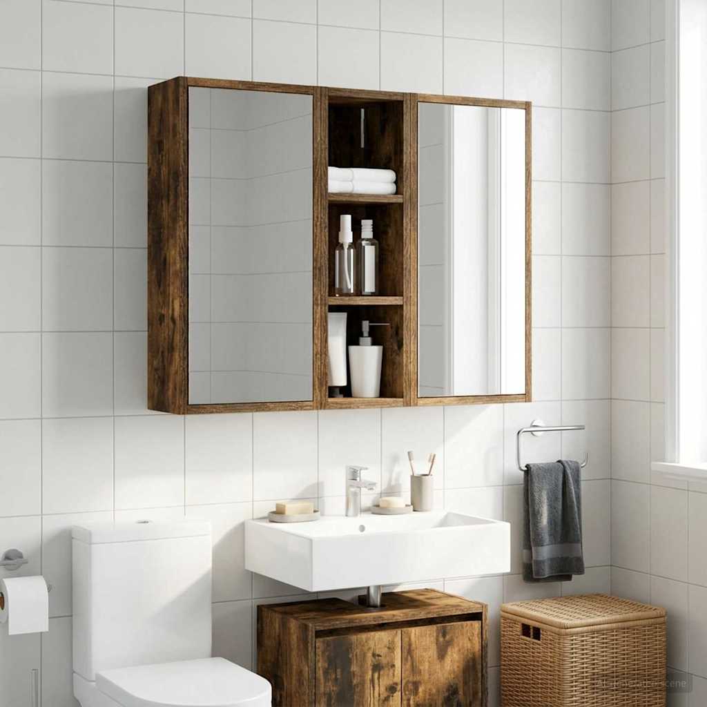 Badeværelsesvægskab Røget Eg 20 x 16 x 62,5 cm Konstrueret træ