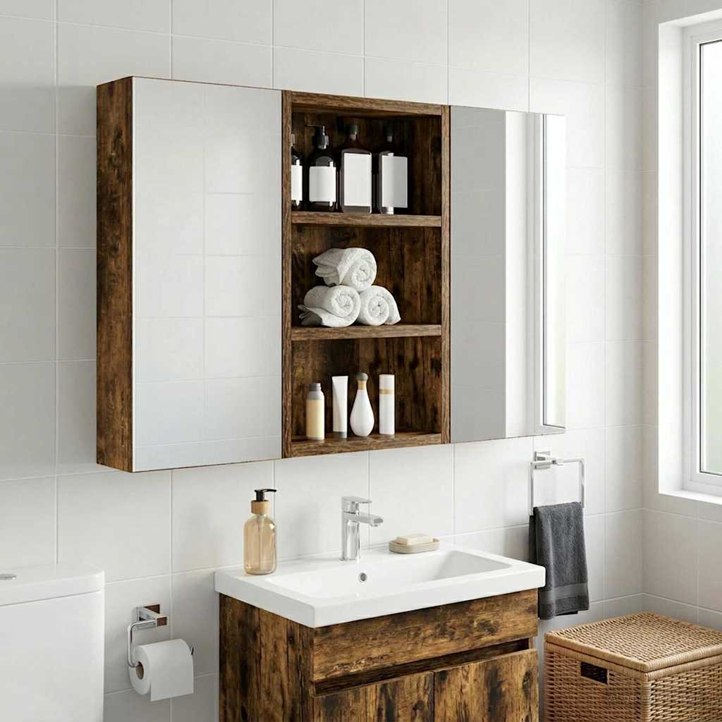 Badeværelsesvægskab Røget Eg 30 x 10 x 50 cm Konstrueret træ