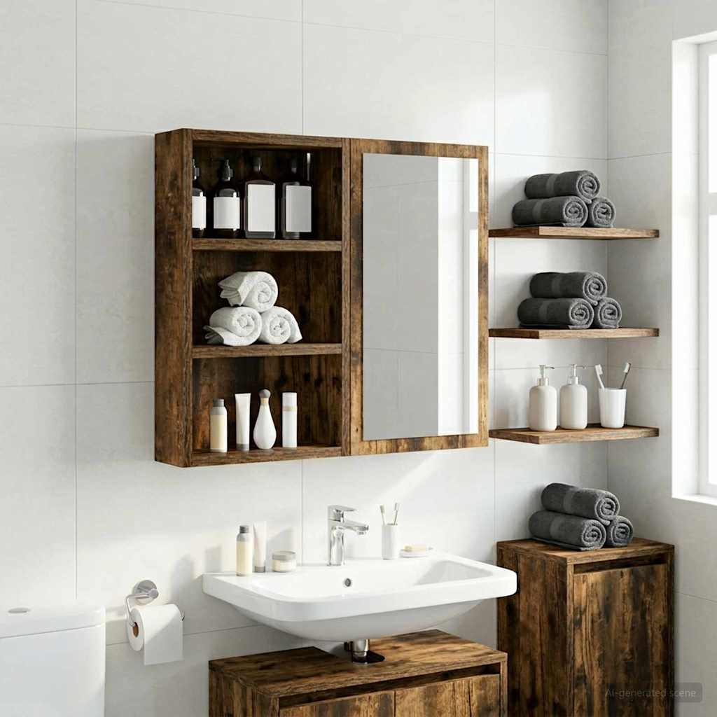 Badeværelsesvægskab Røget Eg 30 x 10 x 50 cm Konstrueret træ