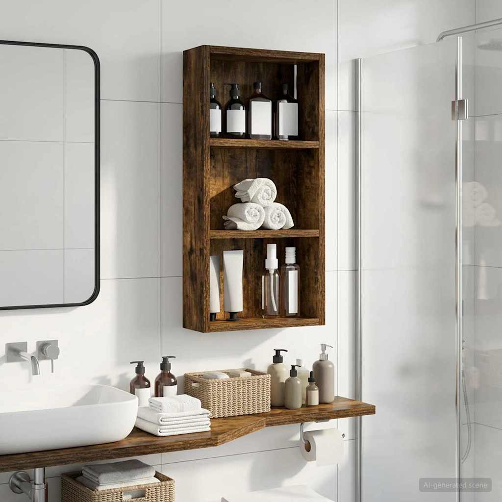 Badeværelsesvægskab Røget Eg 30 x 10 x 60,5 cm Konstrueret træ