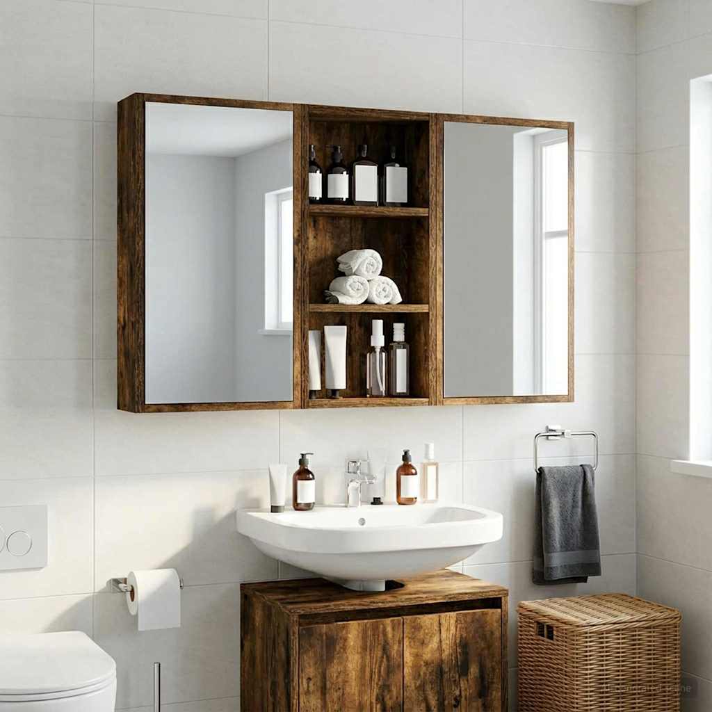 Badeværelsesvægskab Røget Eg 30 x 10 x 60,5 cm Konstrueret træ