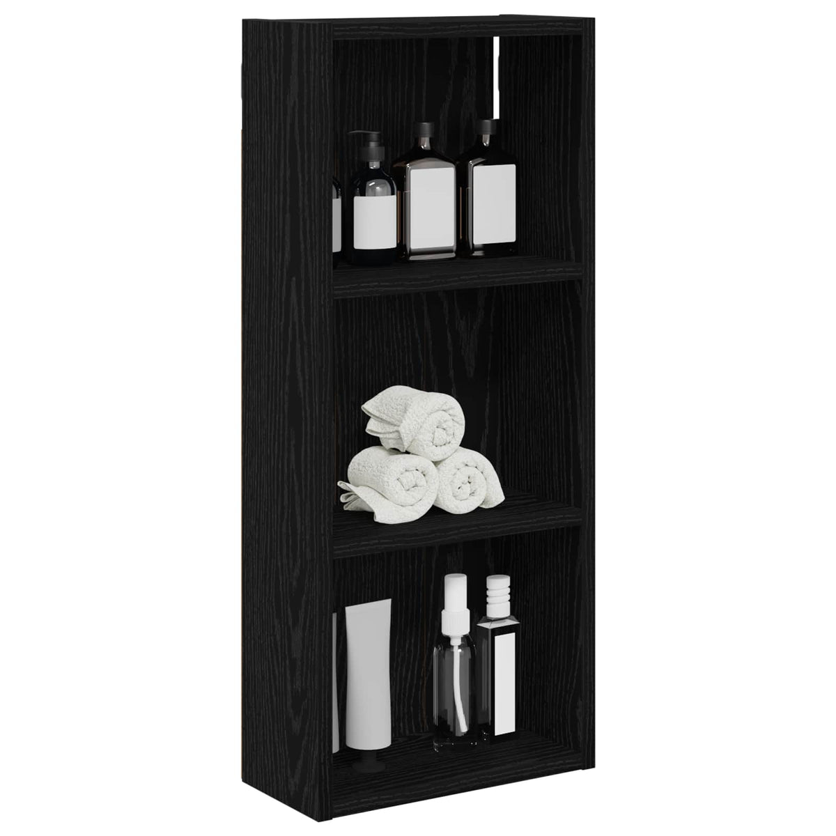 Badeværelsesvægskab Sort Eg 30 x 14 x 70 cm Konstrueret træ