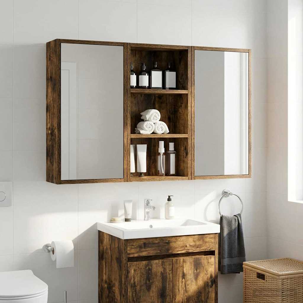 Badeværelsesvægskab Røget Eg 30 x 16 x 62,5 cm Konstrueret træ