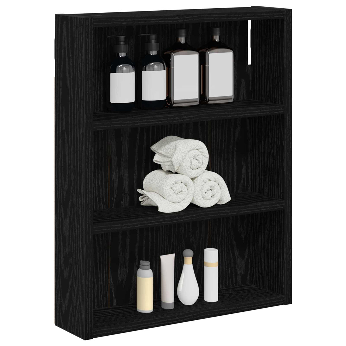 Badeværelsesvægskab Sort Eg 40 x 10 x 50 cm Konstrueret træ