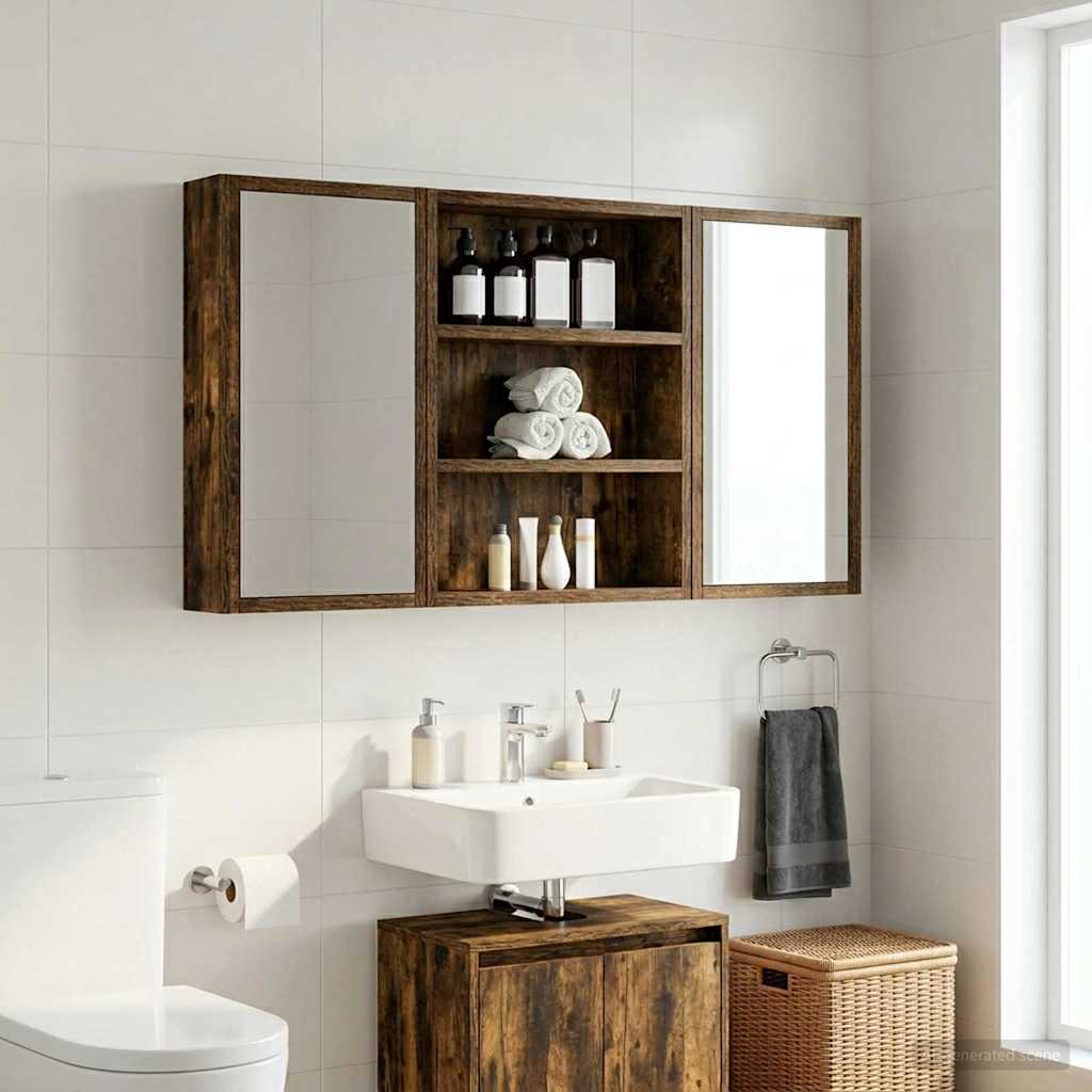 Badeværelsesvægskab Røget Eg 40 x 10 x 50 cm Konstrueret træ