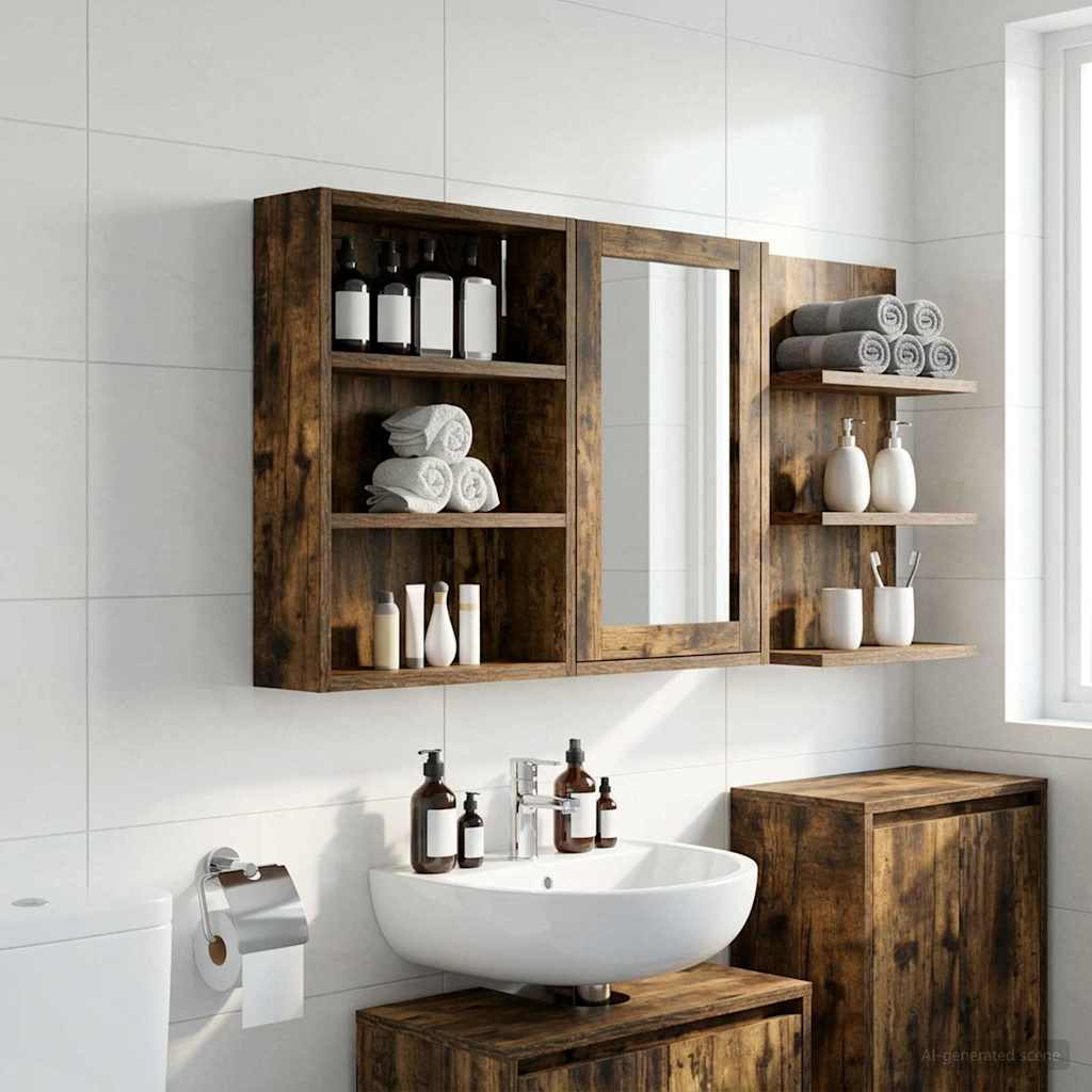 Badeværelsesvægskab Røget Eg 40 x 10 x 50 cm Konstrueret træ