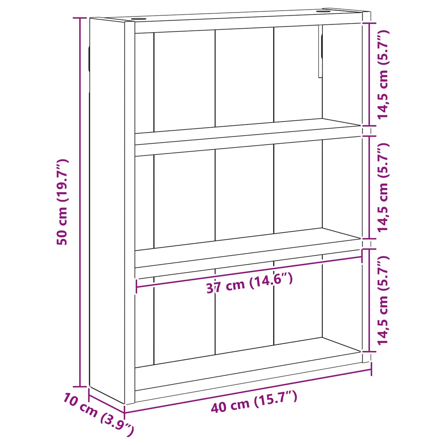 Badeværelsesvægskab Røget Eg 40 x 10 x 50 cm Konstrueret træ