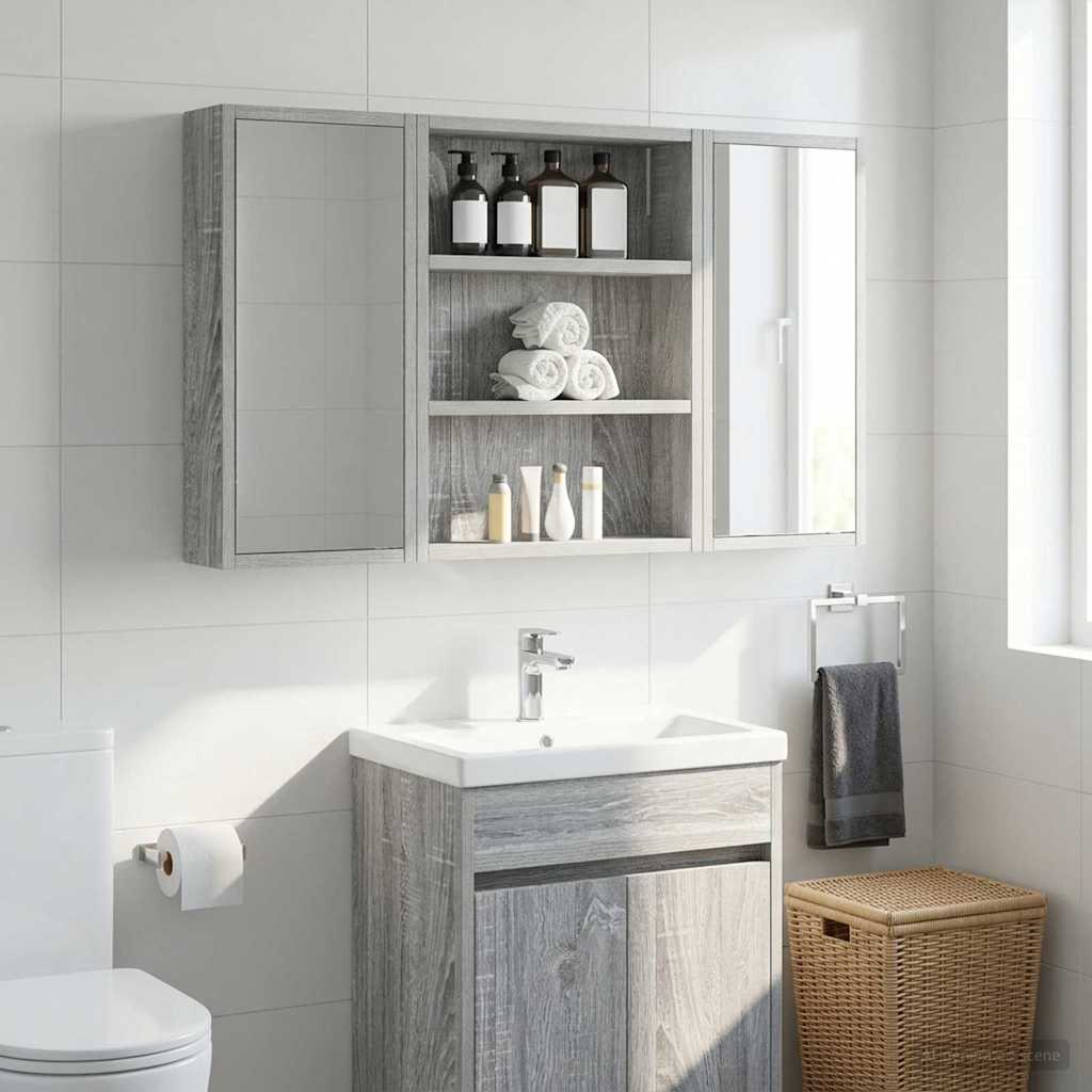 Badeværelsesvægskab Grå Sonoma 40 x 10 x 50 cm Konstrueret træ