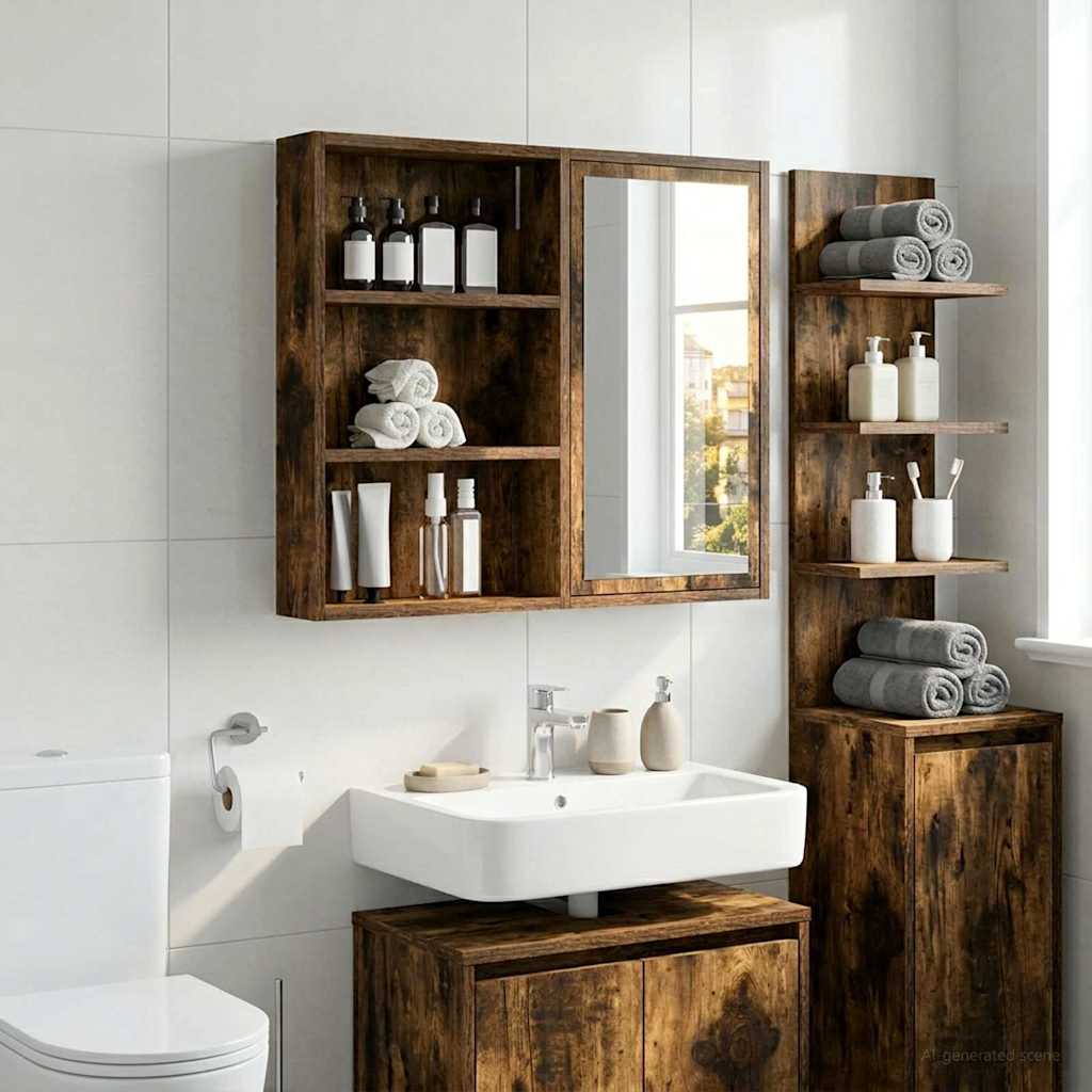 Badeværelsesvægskab Røget Eg 40 x 10 x 60,5 cm Konstrueret træ